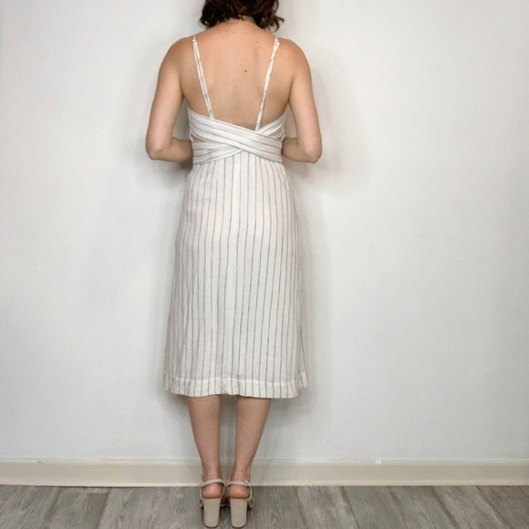 Avec Les Filles Midi Dress women's size xs extra small white black pin stripe - Picture 3 of 4